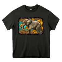 Asphalt western sunflowers elephant Heavy Core Tee - LillyAllenDesigns