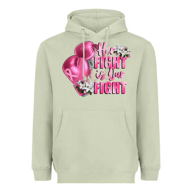 Her Fight Is Our Fight Breast Cancer Awareness Heavyweight Hoodie by FaDigitalArtStudio | Teevron