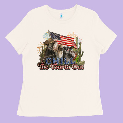 Chill The Fourth Out Cows 4th July America Ladies Tee Designed By Nancycooperartshop