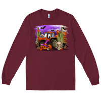 Burgundy Halloween tractor Long Sleeve Tee - RanaPortraitStore