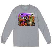 Heather Grey Halloween tractor Long Sleeve Tee - RanaPortraitStore
