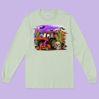 Halloween Tractor Long Sleeve Tee Designed By Ranaportraitstore