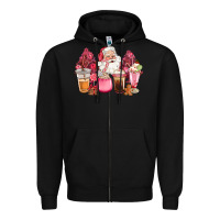 Black pink christmas pink tree santa coffe cups Zipper Hoodie - CowGirlArtShop