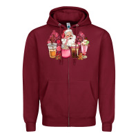 Burgundy pink christmas pink tree santa coffe cups Zipper Hoodie - CowGirlArtShop