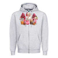 Heather Grey pink christmas pink tree santa coffe cups Zipper Hoodie - CowGirlArtShop