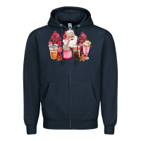 Navy pink christmas pink tree santa coffe cups Zipper Hoodie - CowGirlArtShop