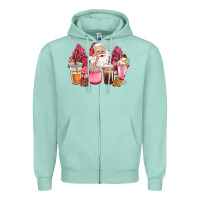 Seafoam pink christmas pink tree santa coffe cups Zipper Hoodie - CowGirlArtShop