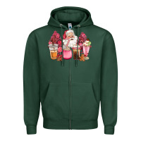 Sports Green pink christmas pink tree santa coffe cups Zipper Hoodie - CowGirlArtShop