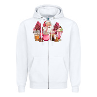 White pink christmas pink tree santa coffe cups Zipper Hoodie - CowGirlArtShop