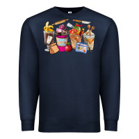 Navy Lunch Lady Coffee Cups Premium Sweatshirt - FaDigitalArtStudio