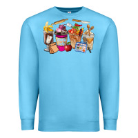 Ocean Blue Lunch Lady Coffee Cups Premium Sweatshirt - FaDigitalArtStudio