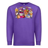 Purple Lunch Lady Coffee Cups Premium Sweatshirt - FaDigitalArtStudio