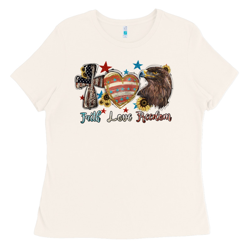 Faith Love Freedom Usa Ladies Tee by NancyCooperArtShop | Teevron