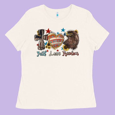 Faith Love Freedom Usa Ladies Tee Designed By Nancycooperartshop