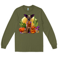 Army Green Halloween german shepherd Long Sleeve Tee - RanaPortraitStore