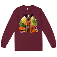 Burgundy Halloween german shepherd Long Sleeve Tee - RanaPortraitStore