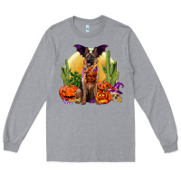 Heather Grey Halloween german shepherd Long Sleeve Tee - RanaPortraitStore