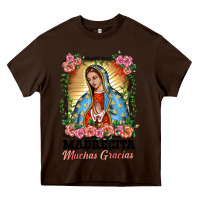 Chocolate Brown madrecita muchas gracias lady of Guadalupe Heavy Core Tee - BarkalooDesign