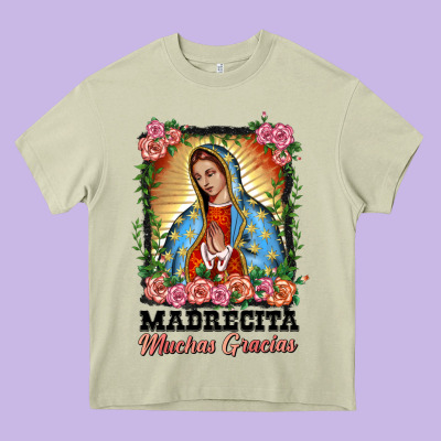 Madrecita Muchas Gracias Lady Of Guadalupe Heavy Core Tee Designed By Barkaloodesign