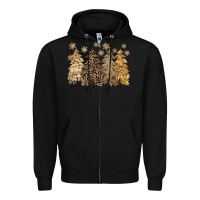 Black merry christmas leopard trees Zipper Hoodie - CowGirlArtShop