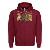 Burgundy merry christmas leopard trees Zipper Hoodie - CowGirlArtShop
