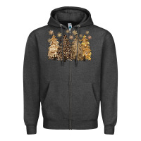 Charcoal Heather merry christmas leopard trees Zipper Hoodie - CowGirlArtShop