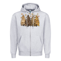 Heather Grey merry christmas leopard trees Zipper Hoodie - CowGirlArtShop
