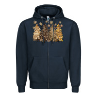 Navy merry christmas leopard trees Zipper Hoodie - CowGirlArtShop