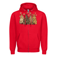 Red merry christmas leopard trees Zipper Hoodie - CowGirlArtShop