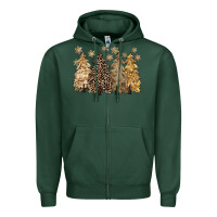 Sports Green merry christmas leopard trees Zipper Hoodie - CowGirlArtShop