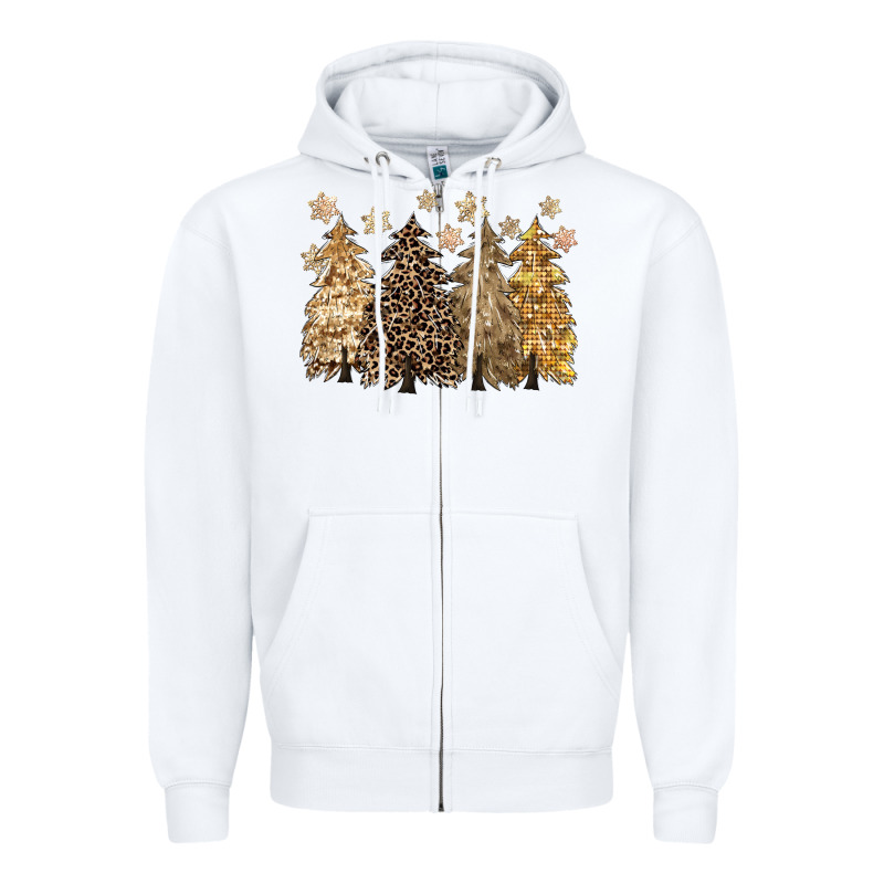 Merry Christmas Leopard Trees Zipper Hoodie by CowGirlArtShop | Teevron