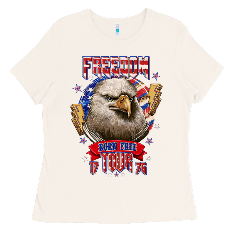Freedom Born Free Tour 1776 Ladies Tee by NancyCooperArtShop | Teevron