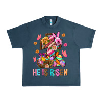 Midnight Navy He Is Risen Easter Urban Heavy Tee - BundleAndBundleShop
