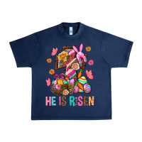 Navy He Is Risen Easter Urban Heavy Tee - BundleAndBundleShop