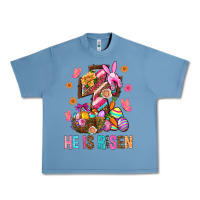 Pebble Blue He Is Risen Easter Urban Heavy Tee - BundleAndBundleShop