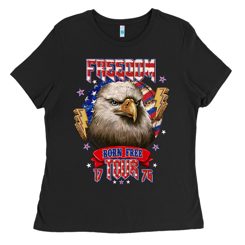 Freedom Born Free Tour 1776 Ladies Tee by NancyCooperArtShop | Teevron