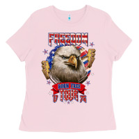 Bubblegum Pink freedom born free tour 1776 Ladies Tee - NancyCooperArtShop