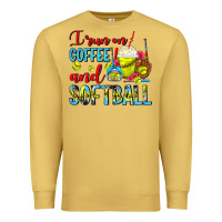 Antique Gold I Run On Coffee And Softball Frappe Premium Sweatshirt - FaDigitalArtStudio