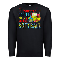 Black I Run On Coffee And Softball Frappe Premium Sweatshirt - FaDigitalArtStudio