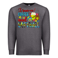 Charcoal Heather I Run On Coffee And Softball Frappe Premium Sweatshirt - FaDigitalArtStudio