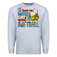 Heather Grey I Run On Coffee And Softball Frappe Premium Sweatshirt - FaDigitalArtStudio
