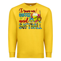 Lemon I Run On Coffee And Softball Frappe Premium Sweatshirt - FaDigitalArtStudio
