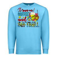 Ocean Blue I Run On Coffee And Softball Frappe Premium Sweatshirt - FaDigitalArtStudio
