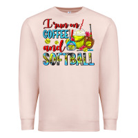 Pale Pink I Run On Coffee And Softball Frappe Premium Sweatshirt - FaDigitalArtStudio