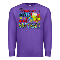 Purple I Run On Coffee And Softball Frappe Premium Sweatshirt - FaDigitalArtStudio