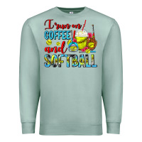 Seafoam I Run On Coffee And Softball Frappe Premium Sweatshirt - FaDigitalArtStudio