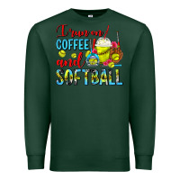 Sports Green I Run On Coffee And Softball Frappe Premium Sweatshirt - FaDigitalArtStudio