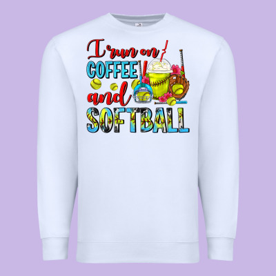 I Run On Coffee And Softball Frappe Premium Sweatshirt Designed By Fadigitalartstudio