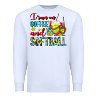 White I Run On Coffee And Softball Frappe Premium Sweatshirt - FaDigitalArtStudio