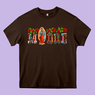 Madre Lady Of Guadelupe Heavy Core Tee Designed By Barkaloodesign